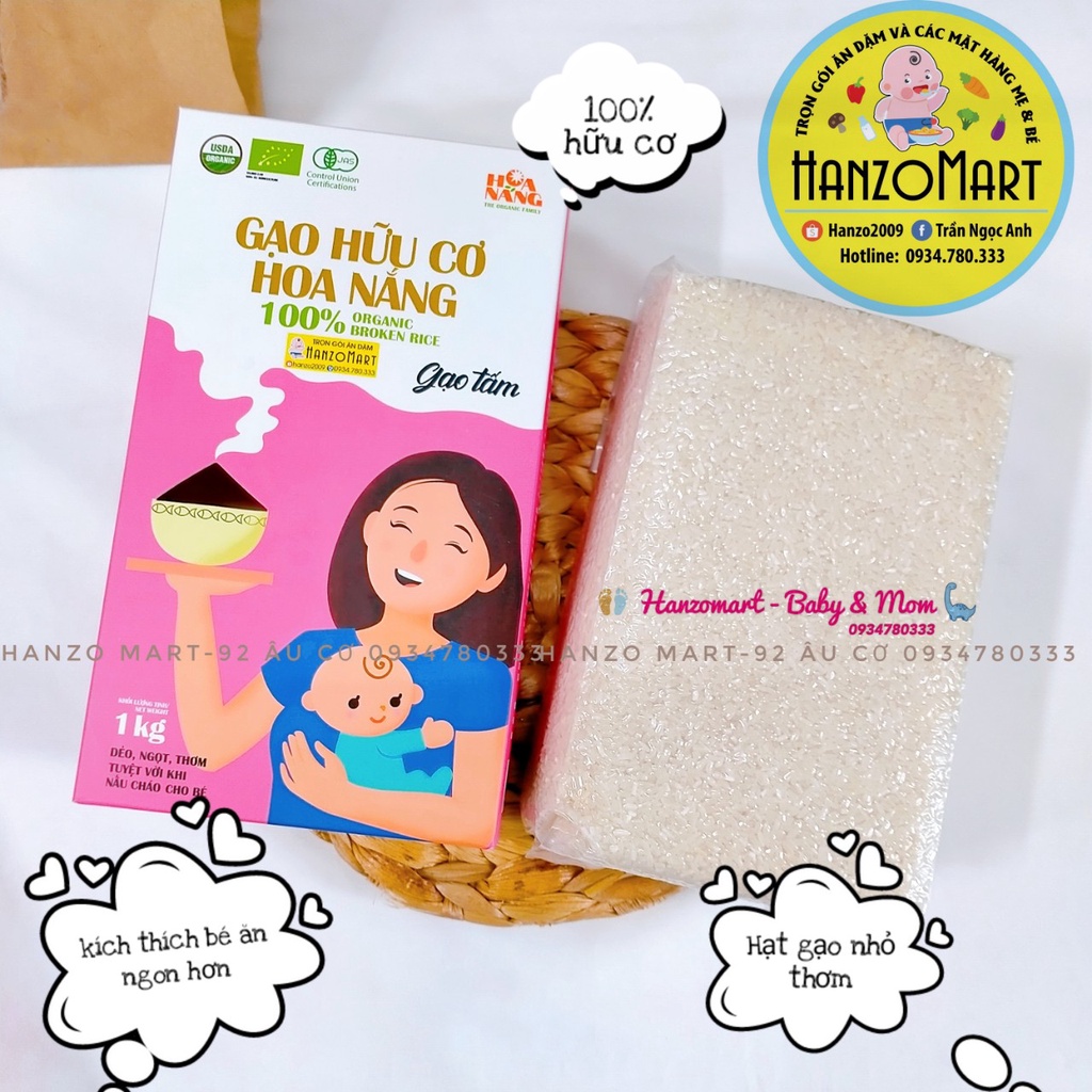 Gạo hữu cơ cho bé ăn dặm / Gạo tấm hữu cơ Hoa Nắng hộp 1kg
