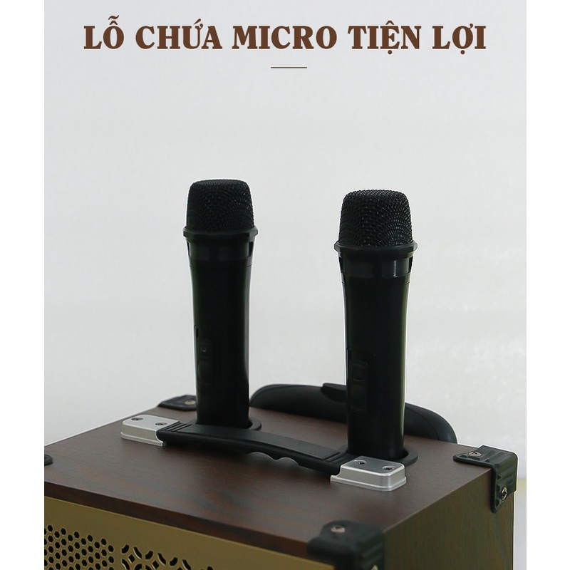 [Mã ELHACE giảm 4% đơn 300K] Loa Kéo bluetooth mini di động Kèm 2 Mic Hát karaoke Không dây Cao cấp