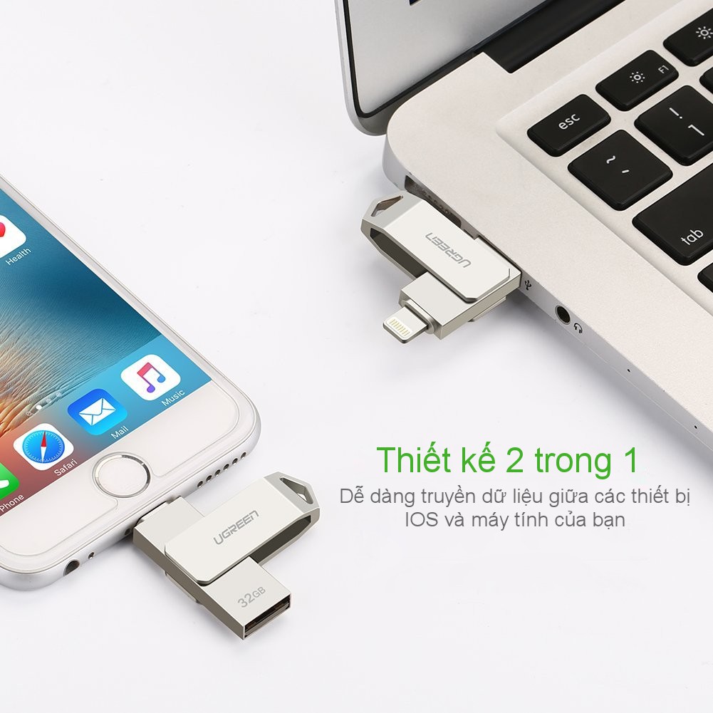 USB 2.0 + Ổ Flash đầu lightning cho iPhone / iPad hỗ trợ 16Gb/32Gb/64Gb/128Gb UGREEN US200