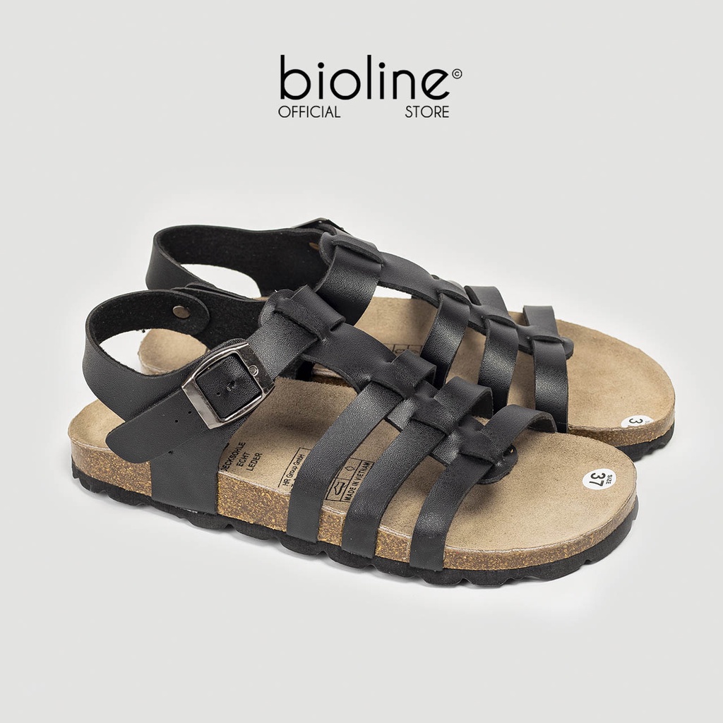 PU12-Dép sandal đế trấu BIRKEN Unisex, dép quai hậu xăng đan học sinh đi học chính hãng BIOLINE