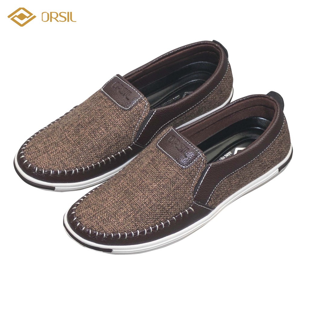 Giày lười nam vải jean ORSIL màu nâu đất trẻ trung - MD1 | BigBuy360 - bigbuy360.vn