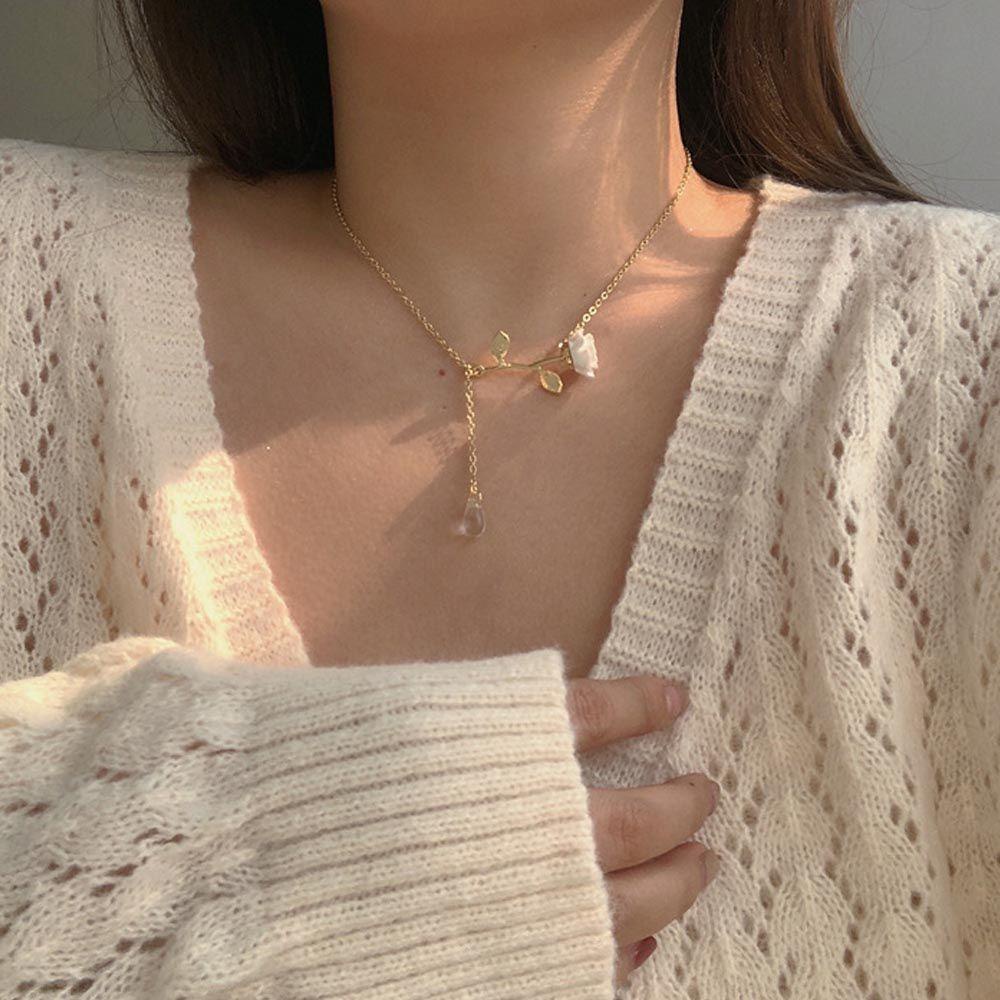 Dây Chuyền VANES1 Mặt Hình Giọt Nước Phong Cách Hàn Quốc Ngọt Ngào Cho Nữ