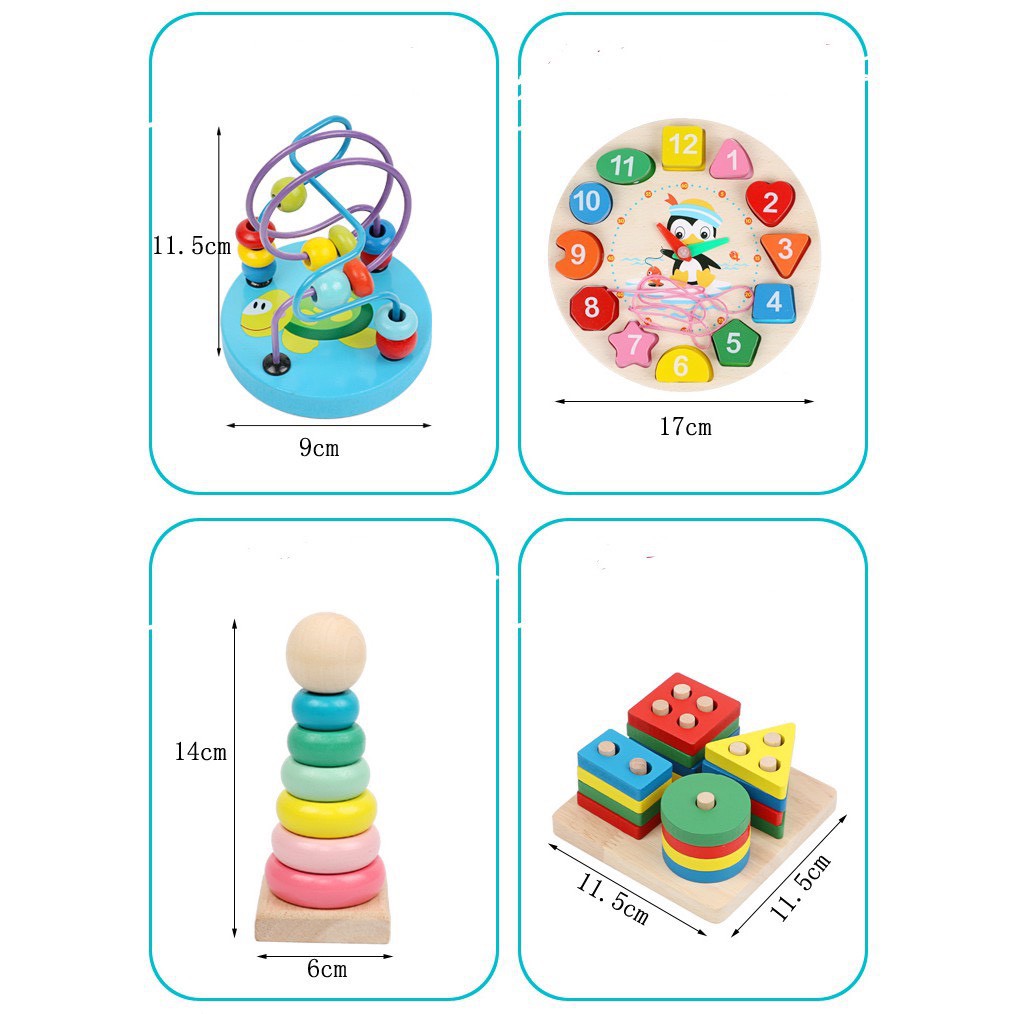 COMBO 6 MÓN ĐỒ CHƠI GỖ PHÁT TRIỂN TRÍ TUỆ | MONTESSORI