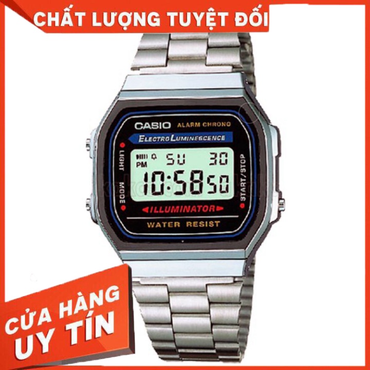 Đồng hồ điện tử unisex dây thép Casio A163 - Kudomax - HÀNG MỚI VỀ
