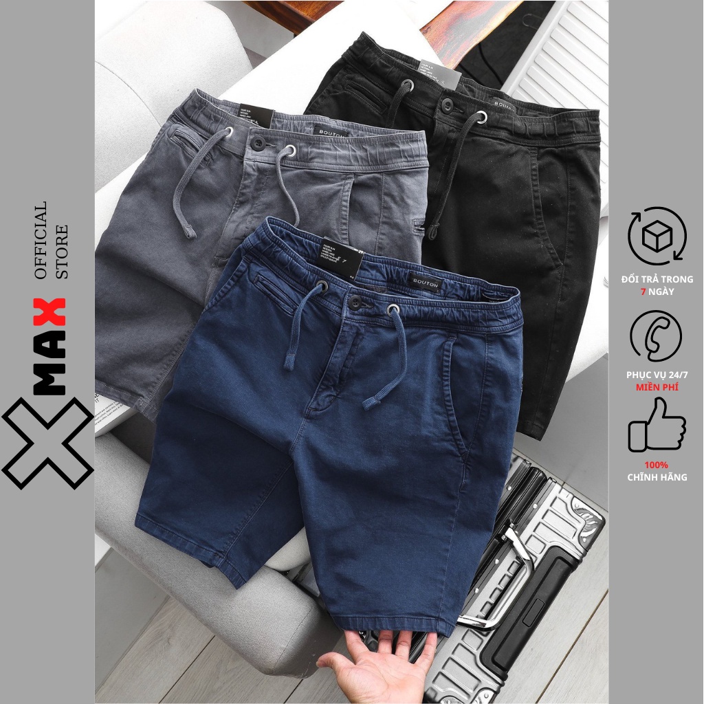 Quần Short Jean Nam chất đẹp có dây rút xịn xò, Quần Lửng Nam cạp chun Jean thời trang vải bò cao cấp XMAX B028