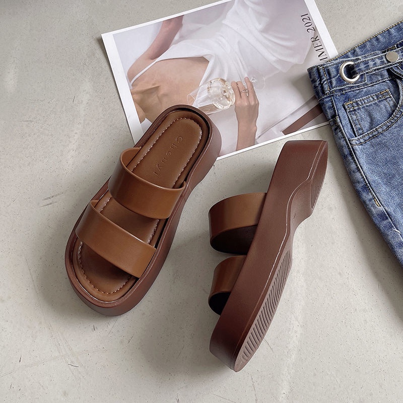 Dép Quai Ngang Đế Dày Phong Cách Hàn Quốc Thời Trang Mùa Hè 2022 Cho Nữ