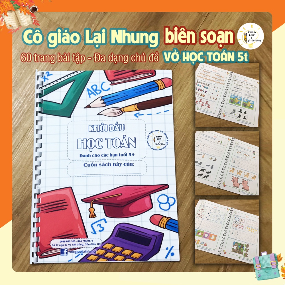 Bộ Khởi đầu học tập 5 tuổi - Chữ cái, Tập viết, Học Toán - cô giáo Lại Nhung biên soạn