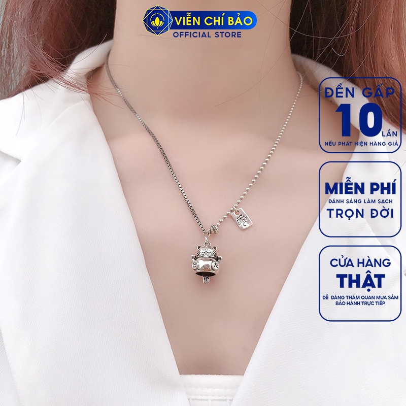 Dây chuyền bạc nữ Mặt Mèo thần tài may mắn Neko bạc Thái 925 thời trang phụ kiện trang sức nữ Viễn Chí Bảo D000137