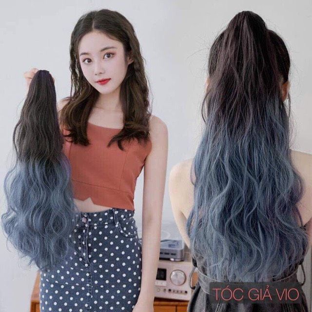 Tóc giả nữ đẹp 🤩FREESHIP🤩 Tóc giả ngoặm omber xanh xù