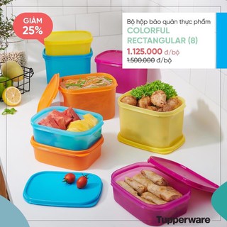 Tupperware Bộ hộp bảo quản thực phẩm mát khô Colorful 650ml / 850ml / 1,9l