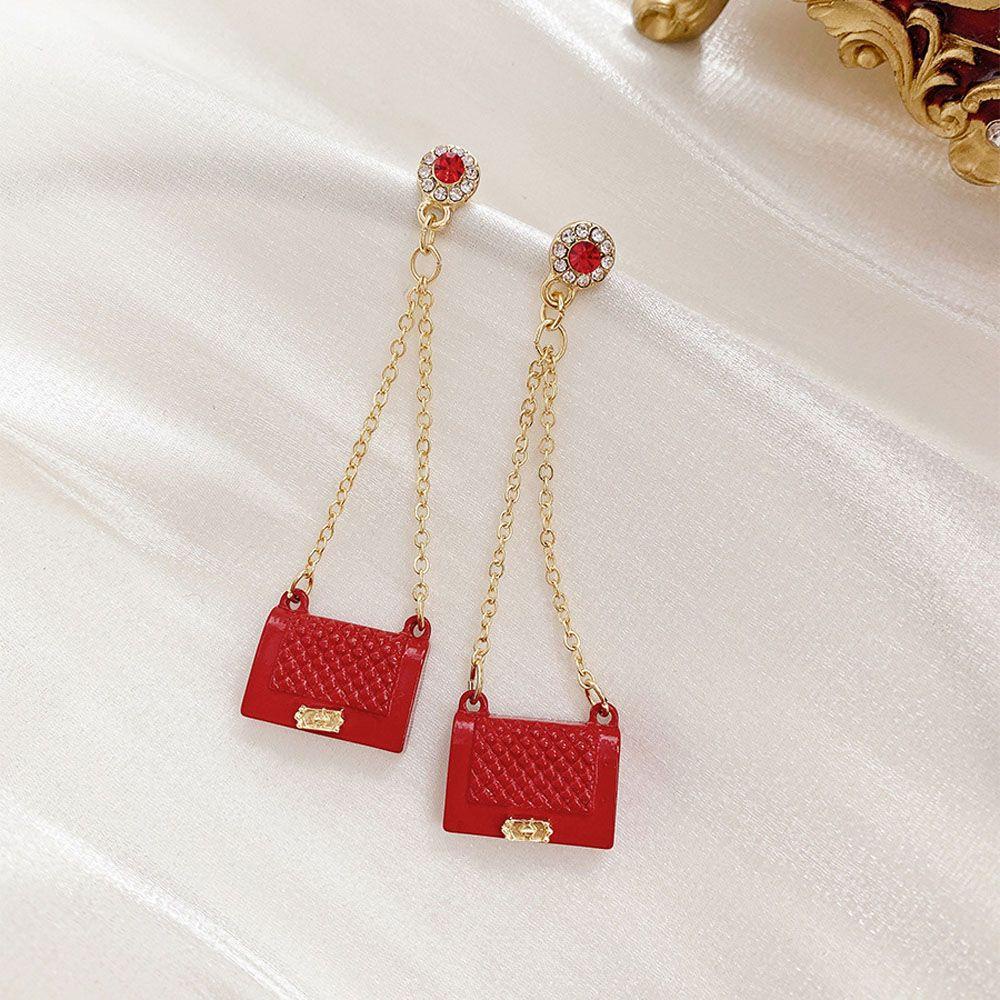 EXPEN Khuyên Tai Dáng Dài Hình Túi Xách Sáng Tạo Thời Trang Hàn Quốc