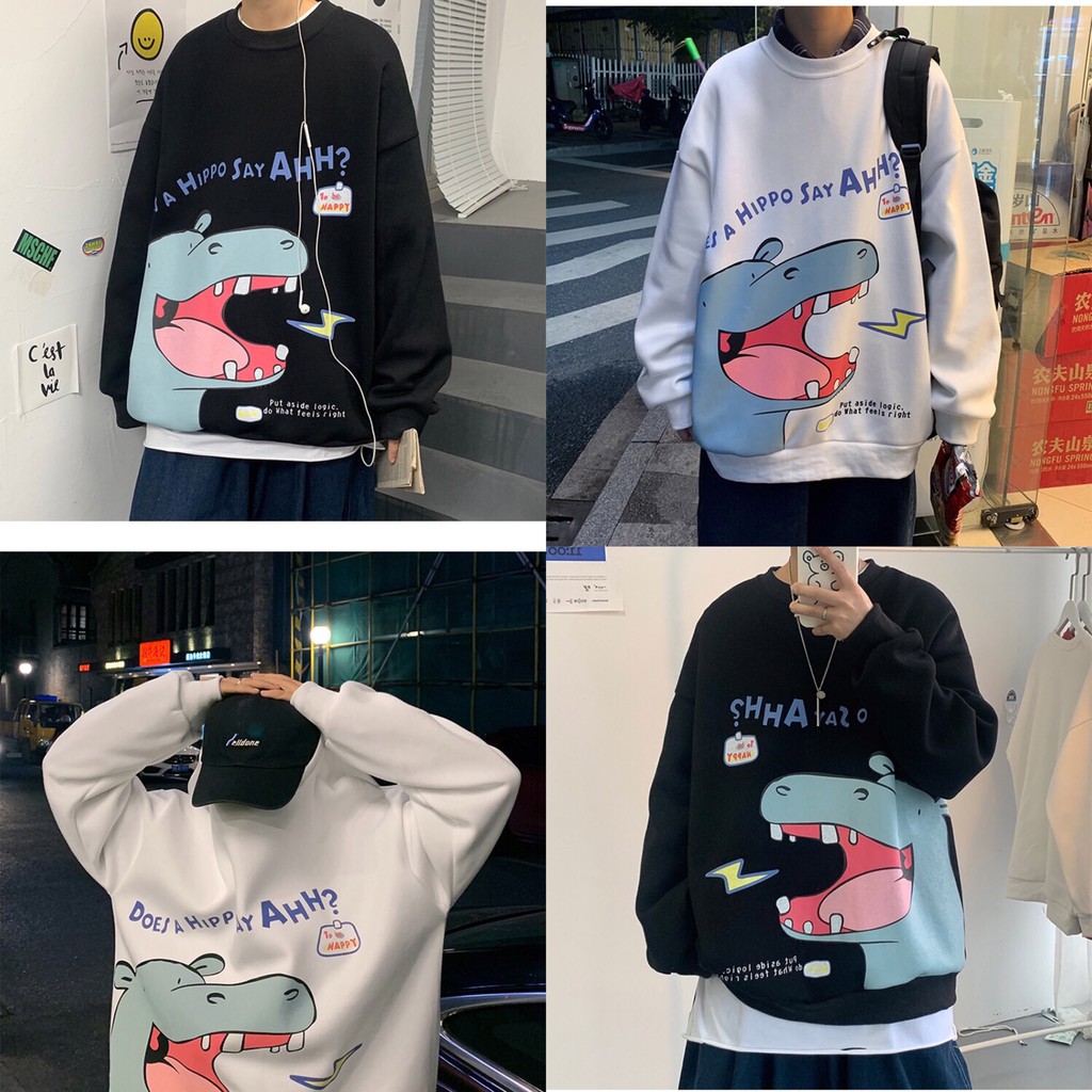 Áo Sweater Nỉ Bông Unisex Hà Mã [ FREESHIP ] form nam nữ unisex ❤️ Jaystoree ❤️ | BigBuy360 - bigbuy360.vn
