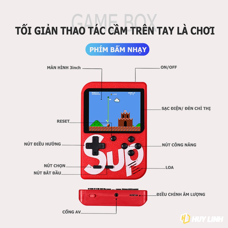 Máy chơi game cầm tay 4 nút Sup Box 300 In 1 - Hỗ trợ 2 người chơi