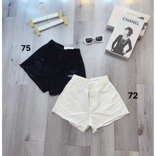 Quần short đen trắng rách thời trang
