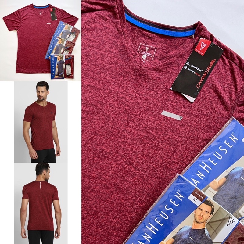 Áo thun thể thao nam cổ chữ V TEE VANHEUSEN