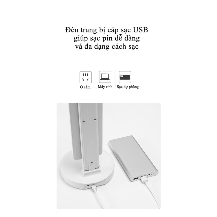 Đèn LED Để Bàn Học Bàn Làm Việc KUNBE Thiết Kế Sáng Tạo Với 2 Thanh Led Rời, Cảm Ứng Tích Điện Pin, Chống Cận Thị