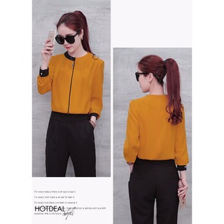 ❣️FREESHIP❣️Áo Kiểu Cổ Phối Màu Bella