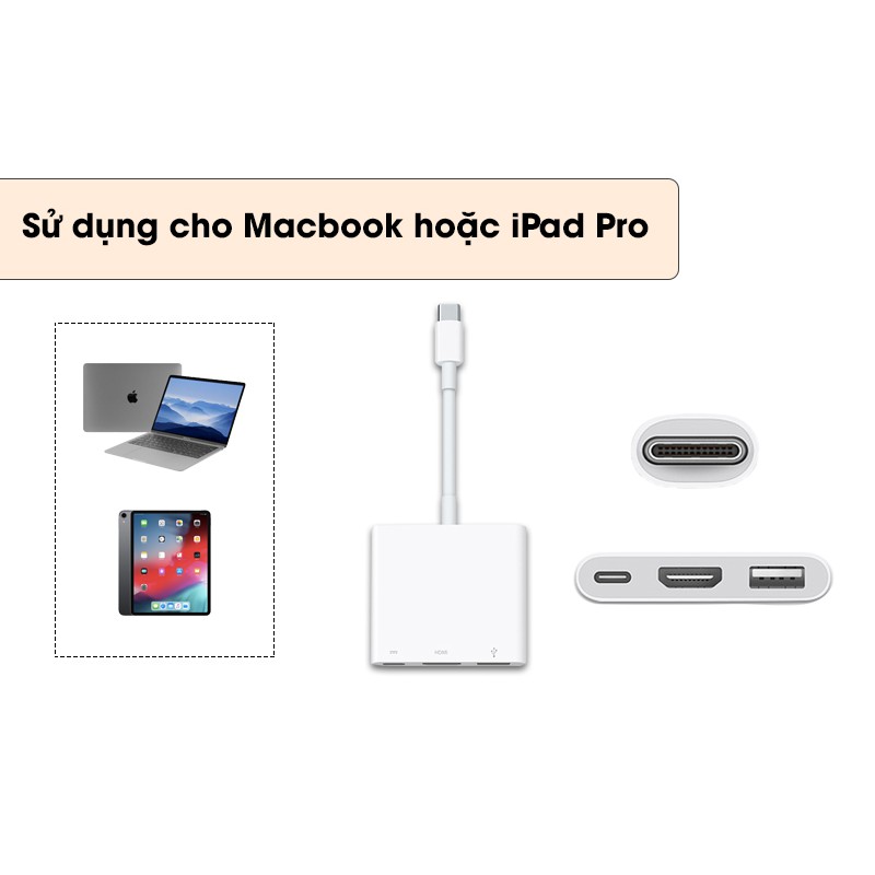 Cáp chuyển đổi từ Type C sang HDMI + USB 3.0 cho macbook điện thoại cáp typec sang HDMI dây chuyển đổi từ typec sang hdm