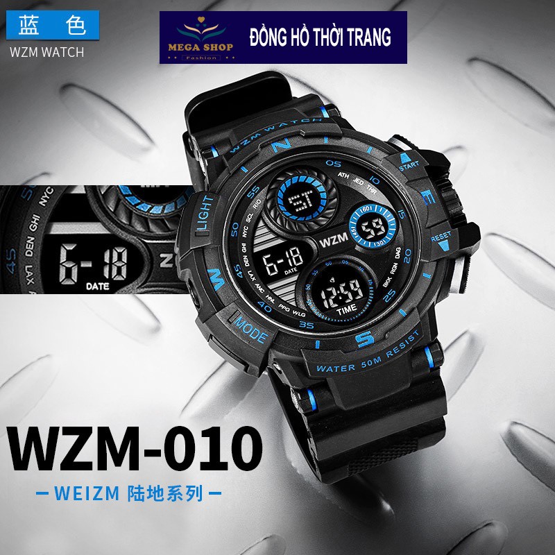 Đồng hồ Wei Zhuo Min điện tử, thể thao dành cho nam chống thấm nước, LED phát sáng phong cách Hàn Quốc