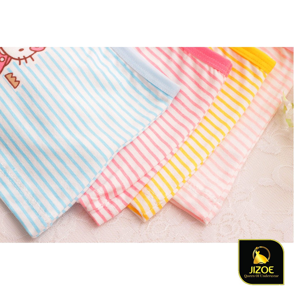 Quần chíp đùi cho em bé gái hình chú mèo sọc ngộ nghĩnh dễ thương siêu đẹp chât liệu Cotton tự nhiên JIZOE QCTE02MS