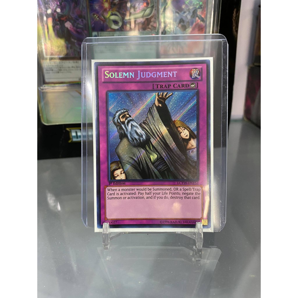 Lá bài thẻ bài Solemn Judgment - Secret Rare - Tặng bọc bài nhựa bảo quản