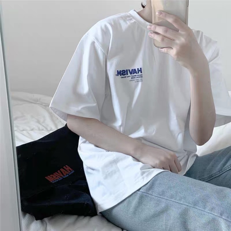 Áo Thun Trắng Nam Nữ Unisex chữ H A V I S M