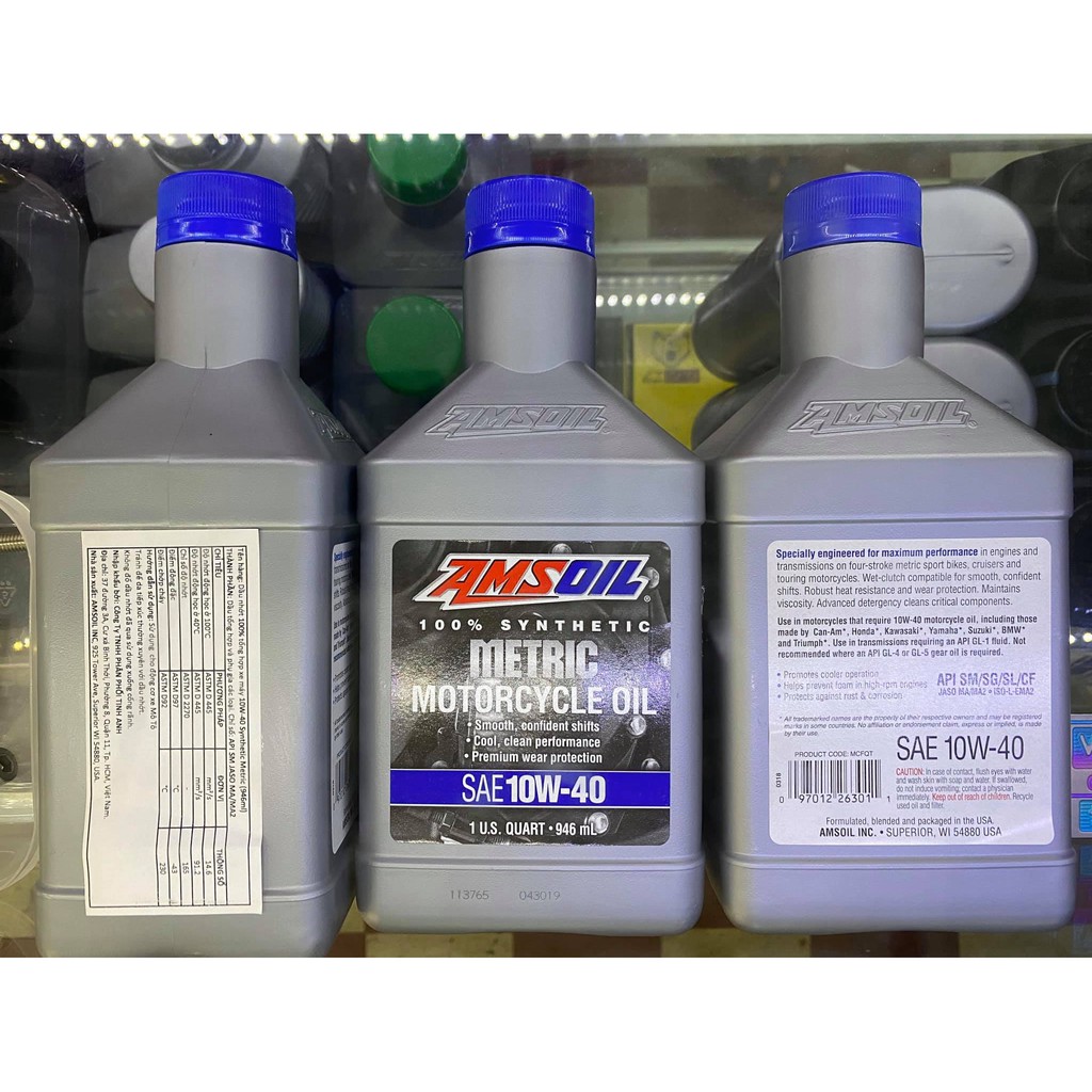 NHỚT AMSOIL METRIC, 10W40, JASO MA2, 100% TỔNG HỢP [CAM KẾT HÀNG CHÍNH HÃNG]