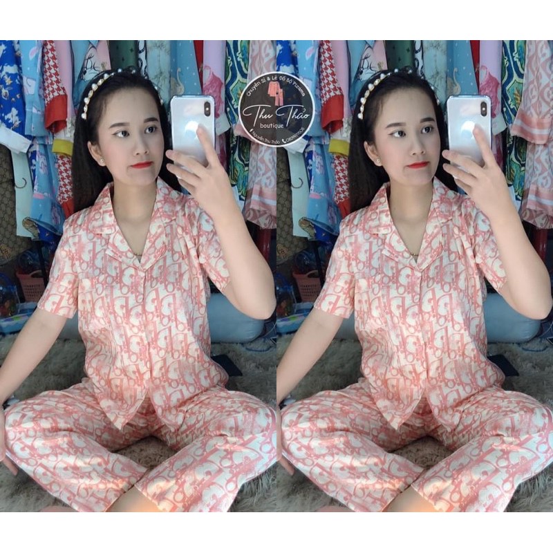 Đồ Bộ Pizama mango Tay Ngắn Quần Dài Hoa Tiết | BigBuy360 - bigbuy360.vn