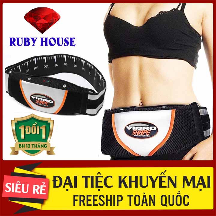 [BH 1 đổi 1]Đai rung nóng Vibro Shape CHÍNH HÃNG, Đai massage giảm mỡ toàn thân HIỆU QUẢ NHANH-Ruby House