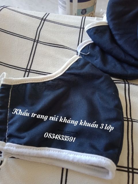 KHẨU TRANG VẢI KHÁNG KHUẨN 3 LỚP xưởng xuất tiêu chuẩn Châu Âu