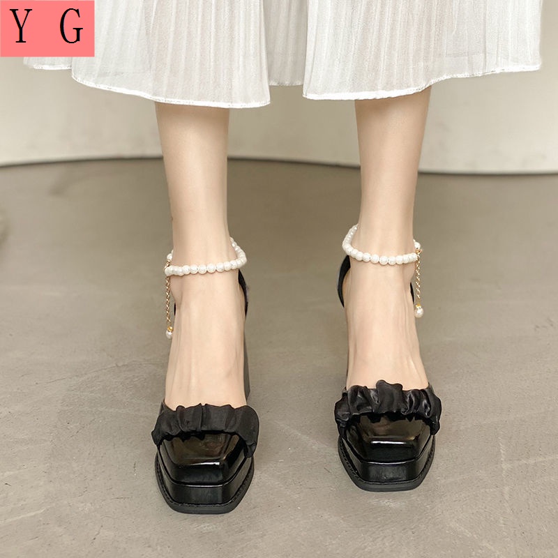 Giày Cao Gót Mary Jane Cao Gót Bằng Da Thời Trang Xuân Hè 2022