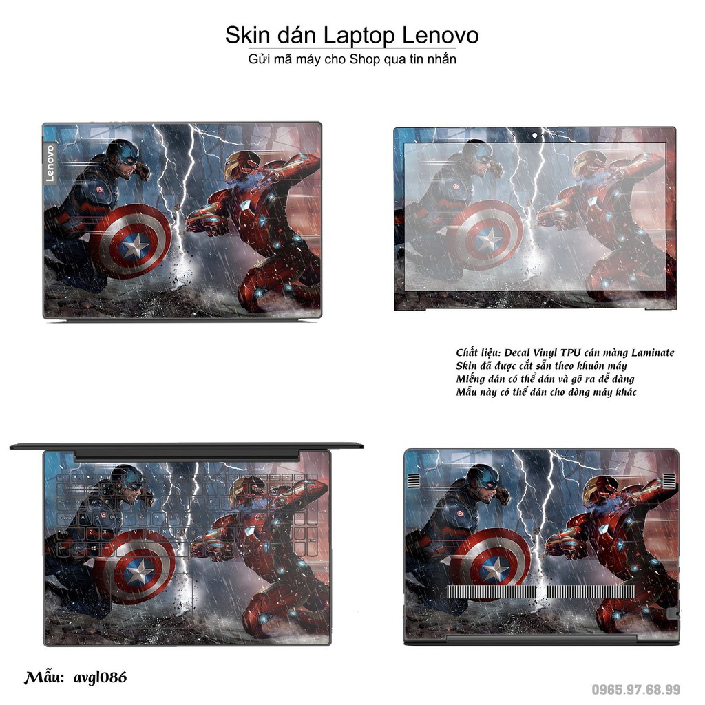 Skin dán Laptop Lenovo in hình Avenger _nhiều mẫu 4 (inbox mã máy cho Shop)
