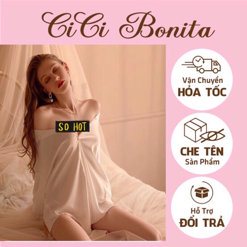 Đồ ngủ sexy/ Áo sơmi xuyên thấu phong cách cổ điển gợi cảm ( tặng kèm quần chip) CV119 CICI BONITA H