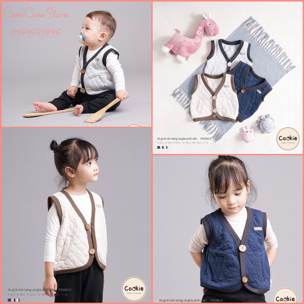COOKIE Áo Gile Trần Bông Phong Cách Hàn Quốc Cho Bé