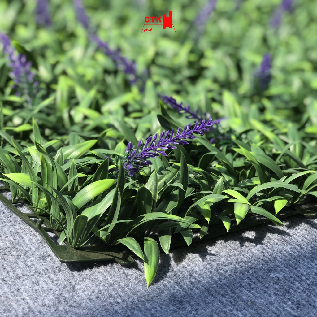 Thảm cỏ treo tường, cỏ nhựa nhân tạo trang trí ban công oải hương lavender (50cm x 50cm)