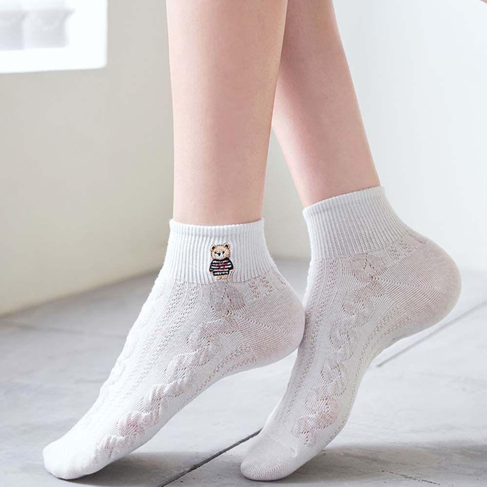 Tất Cotton Cổ Thấp Thêu Họa Tiết Hoạt Hình Xinh Xắn Theo Phong Cách JK 1