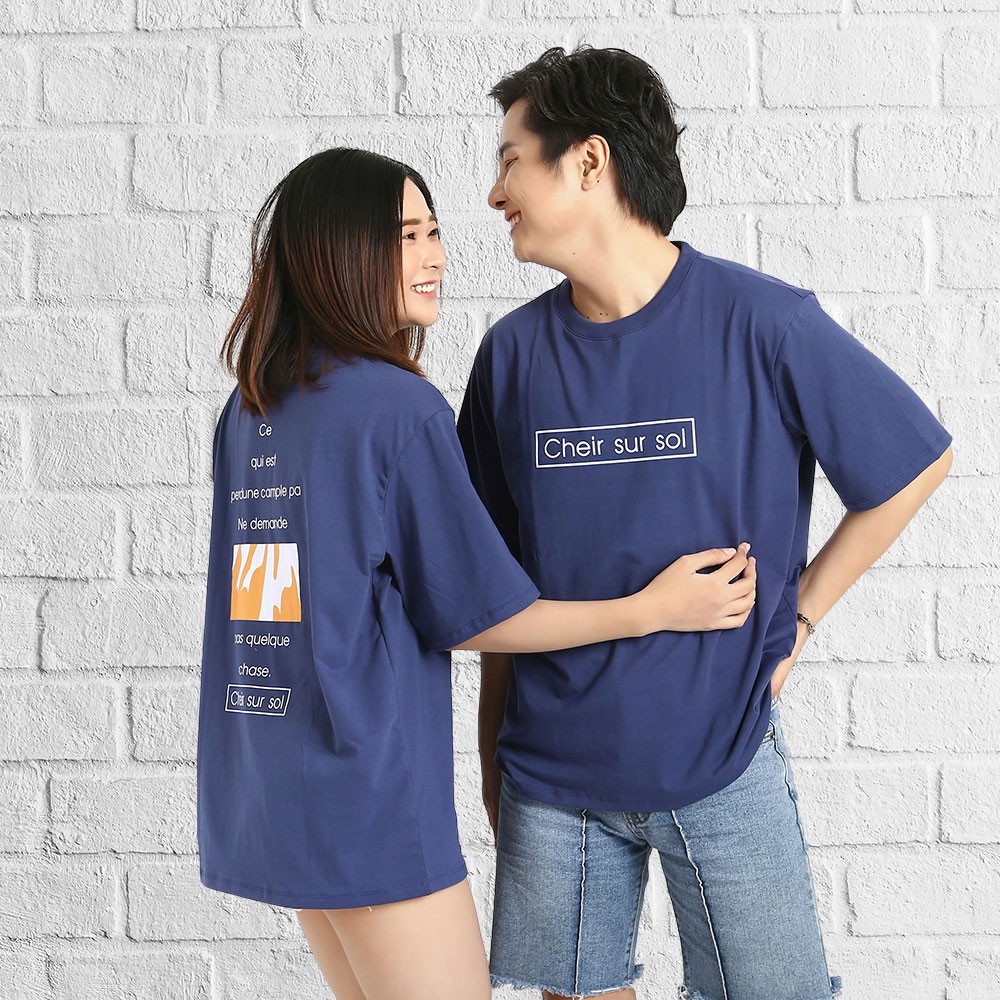 Áo thun tay lỡ phong cách unisex cổ tròn cho nam nữ Cheir sur Sol đẹp T26