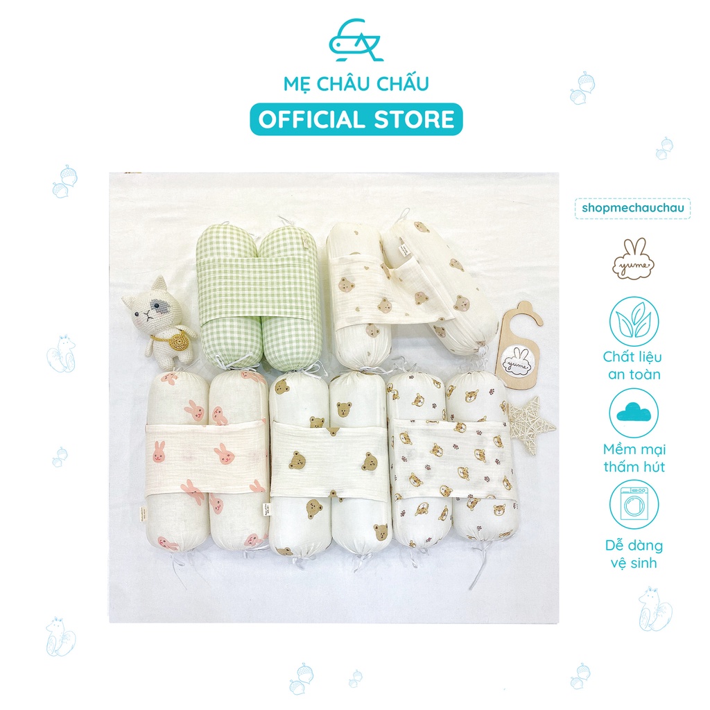 [FULL] Gối Ôm - Gối Chặn Xô Muslin Organic Yume (Dài 50cm - đường kính 10cm)