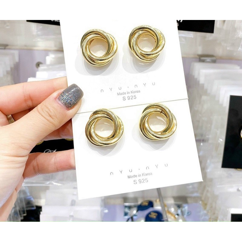 Bông tai tròn đan siêu sang hàng sẵn