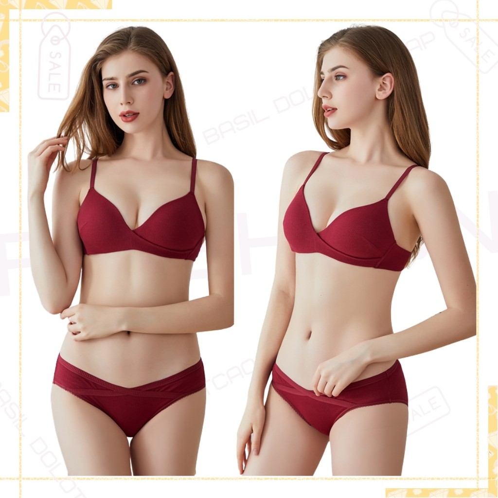 Bộ đồ lót BS01 Basil nữ cotton mềm nhẹ không gọng tôn ngực | BigBuy360 - bigbuy360.vn