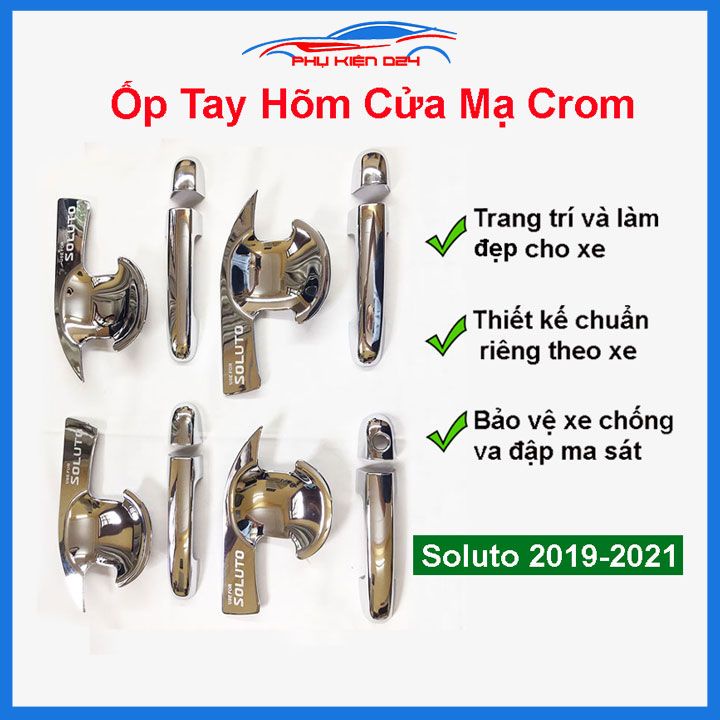 Ốp tay nắm hõm cửa Soluto 2019-2020-2021-2022-2023 mạ crom/vân cacbon chống trầy bảo vệ xe
