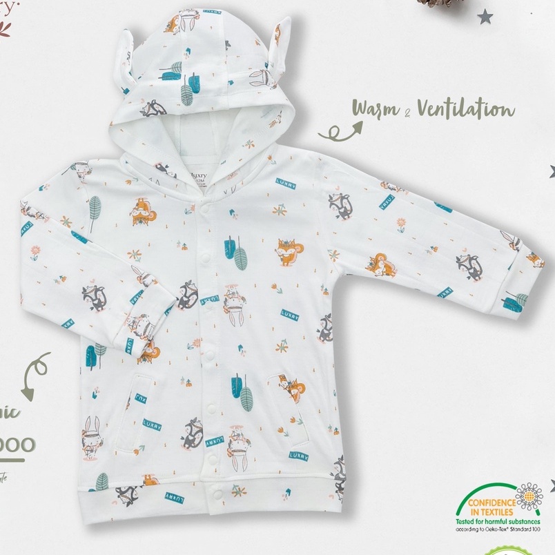 Áo Khoác cho bé Luxry có mũ tai thỏ đáng yêu cho bé từ 6 tháng đến 5 tuổi