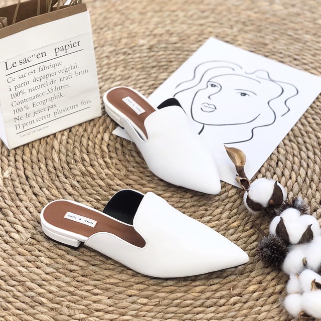 Dép nữ sục da mũi nhọn chất mịn lì mềm đế cao 1 phân hàng đẹp mẫu mới