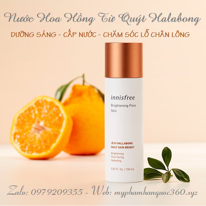 [mẫu mới] Nước Hoa Hồng Trắng Da, Se Lỗ Chân Lông - Innisfree Brightening Pore Skin 150ml