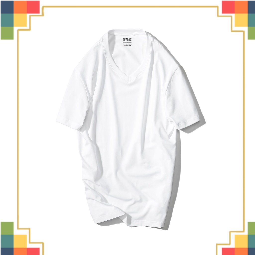 SHOP QAXK - Áo phông nam cổ tim trơn DEFOXX vải cotton 4 chiều màu trắng - ATDF2 -