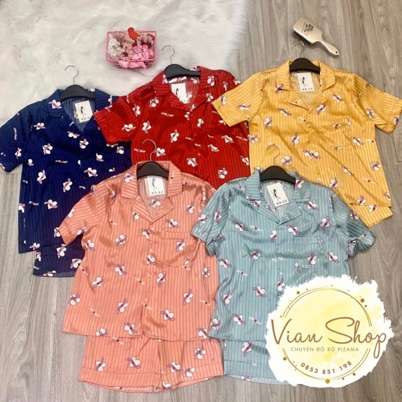 Bộ đồ pijama, Bộ lụa gấm cộc đùi cao cấp chất liệu mát lịm