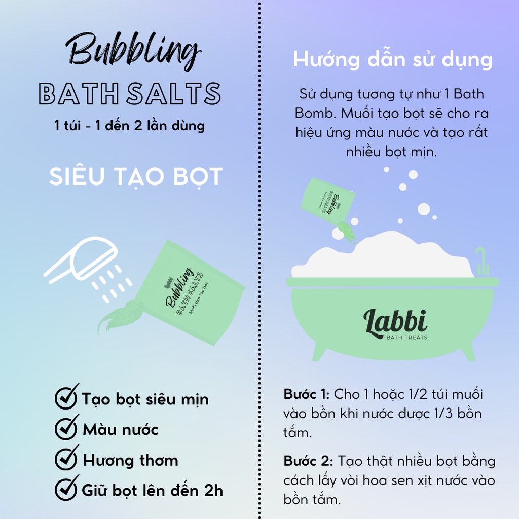 MERMAID [Labbi] Tạo bọt bồn tắm / Muối tắm tạo bọt / Bubble Salts