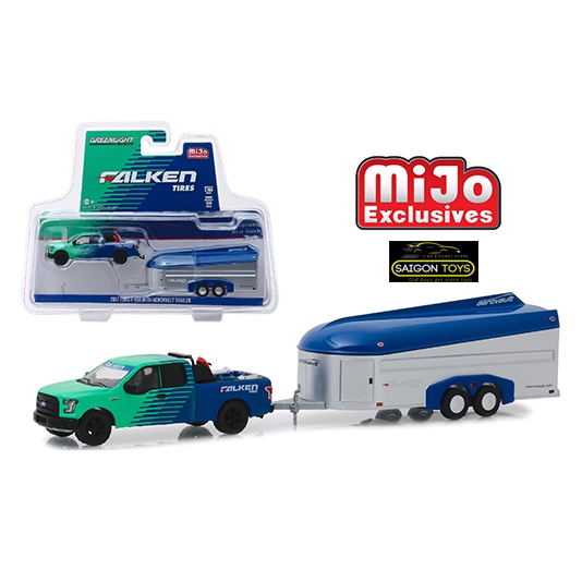 Hitch & Tow – Falken Tires – 2017 Ford F-150 with A - Xe mô hình tĩnh Greenlight 1:64 Độc quyền Mijo Limited