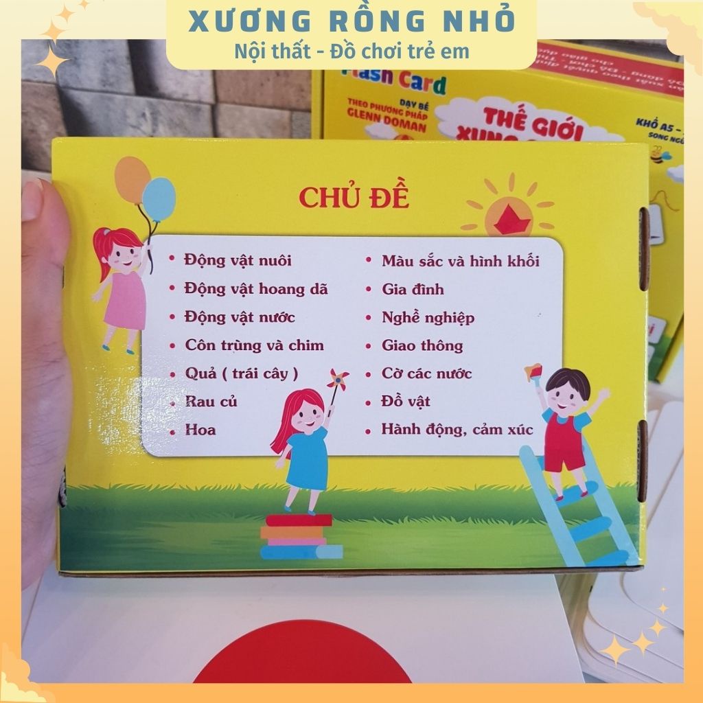 Thẻ học thông minh cho bé loại to song ngữ, thẻ học GLENN DOMAN chuẩn về thế giới xung quanh cho bé