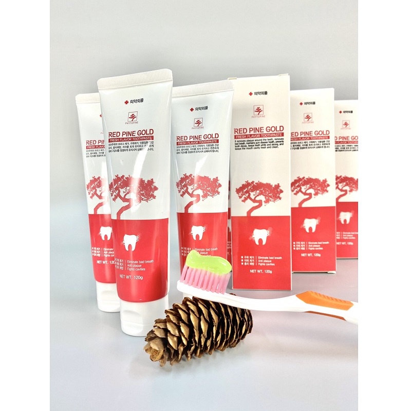 [ Hàng Chuẩn ] Kem Đánh Răng Tinh Dầu Thông Đỏ Red Pine Gold Fresh Flavor Toothpaste Hàn Quốc, Tuýp 120g
